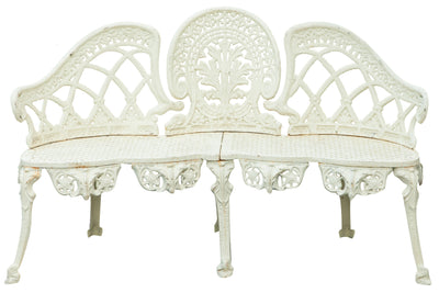 Biscottini Panchina Liberty in ghisa finitura bianca anticata 130x50x82 cm Robusta stabile