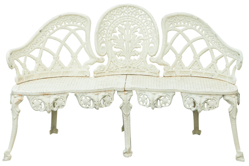 Biscottini Panchina Liberty in ghisa finitura bianca anticata 130x50x82 cm Robusta stabile