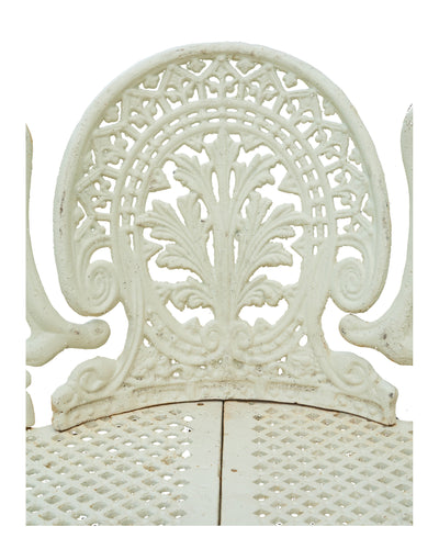 Biscottini Panchina Liberty in ghisa finitura bianca anticata 130x50x82 cm Robusta stabile