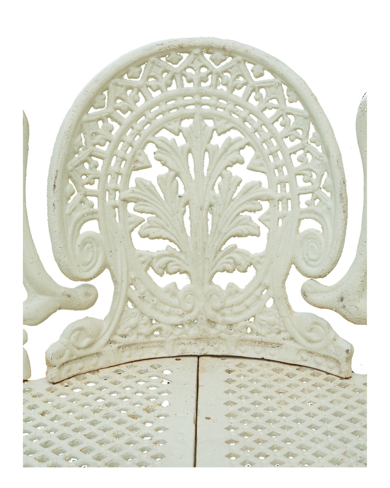 Biscottini Panchina Liberty in ghisa finitura bianca anticata 130x50x82 cm Robusta stabile