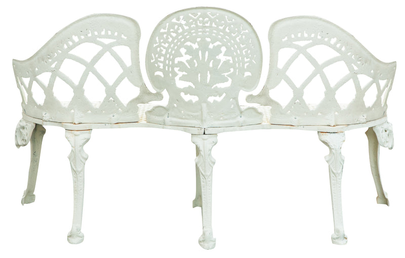 Biscottini Panchina Liberty in ghisa finitura bianca anticata 130x50x82 cm Robusta stabile