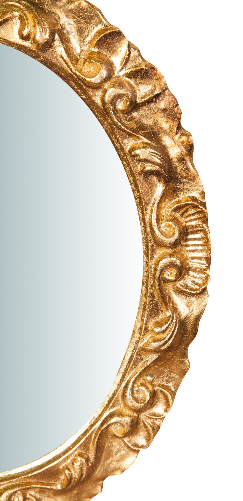 Biscottini Specchiera da parete in legno finitura foglia oro anticato L28xPR2xH34 cm Made in Italy