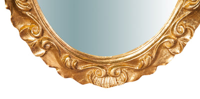 Biscottini Specchiera da parete in legno finitura foglia oro anticato L28xPR2xH34 cm Made in Italy