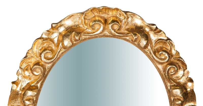 Biscottini Specchiera da parete in legno finitura foglia oro anticato L25xPR2,5xH31 cm Made in Italy