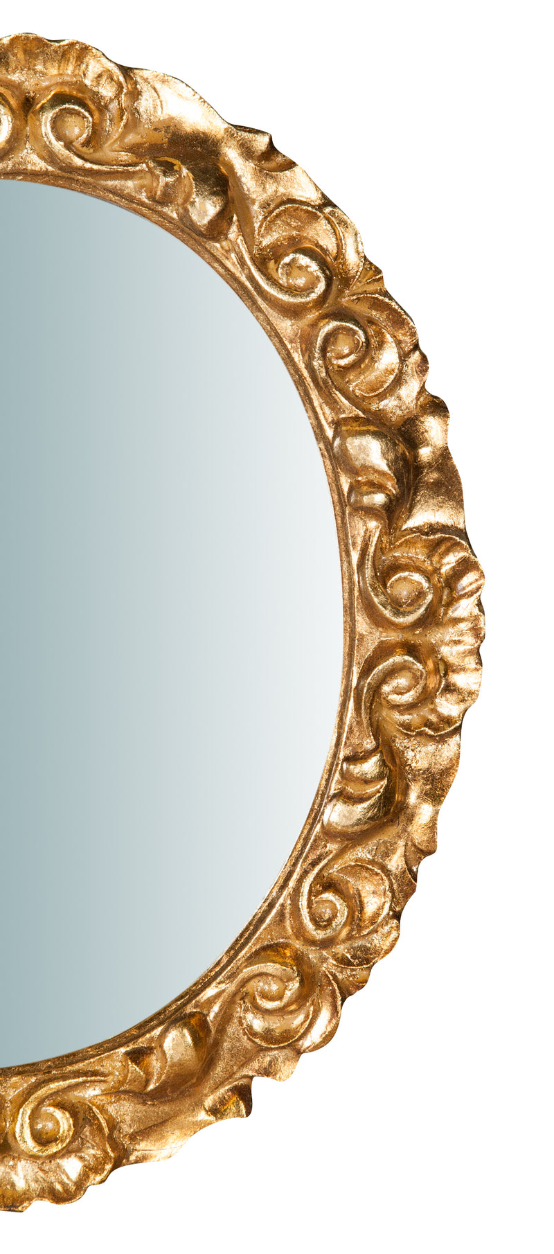 Biscottini Specchiera da parete in legno finitura foglia oro anticato L25xPR2,5xH31 cm Made in Italy