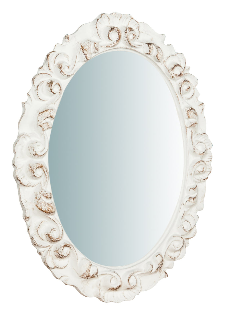 Biscottini Specchiera da parete in legno finitura bianco anticato L25xPR2,5xH31 cm Made in Italy