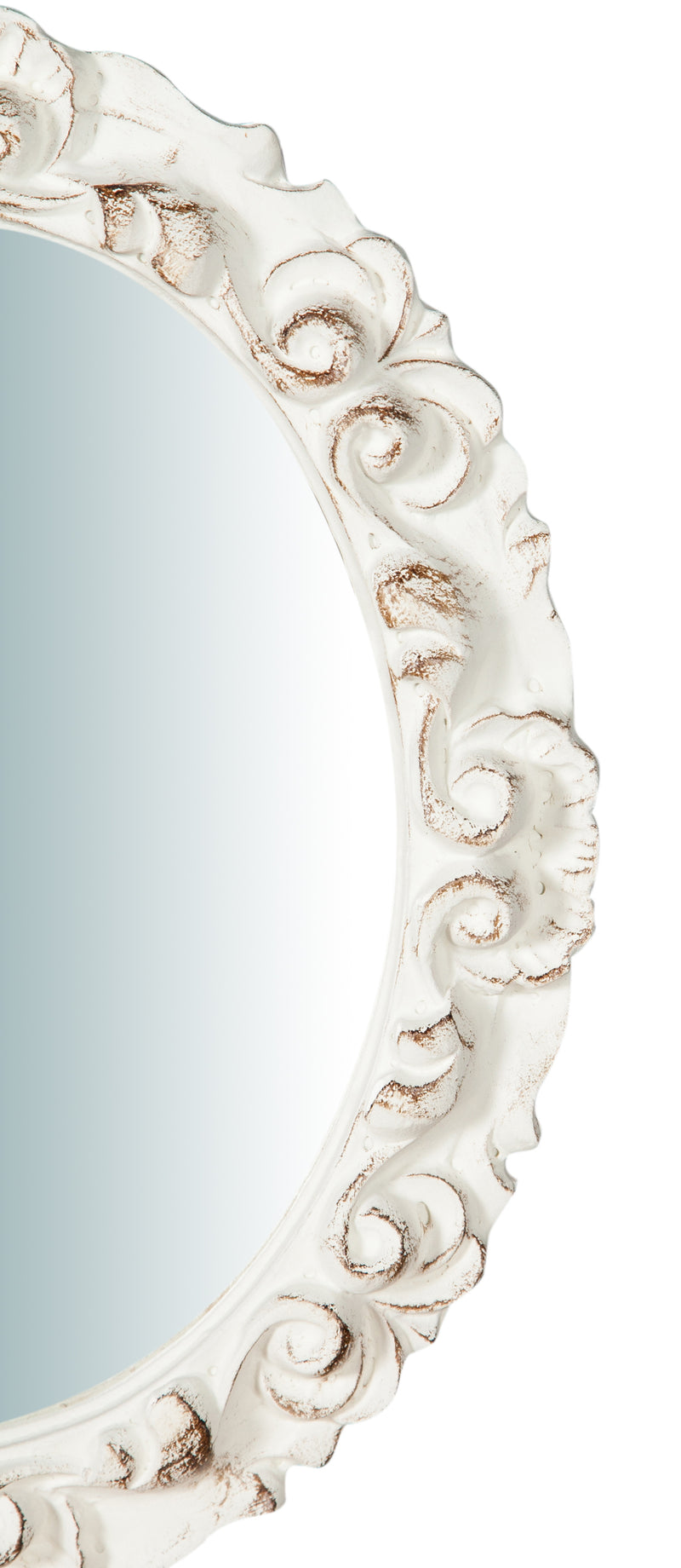 Biscottini Specchiera da parete in legno finitura bianco anticato L25xPR2,5xH31 cm Made in Italy