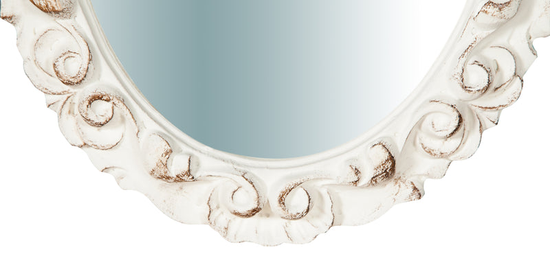 Biscottini Specchiera da parete in legno finitura bianco anticato L25xPR2,5xH31 cm Made in Italy