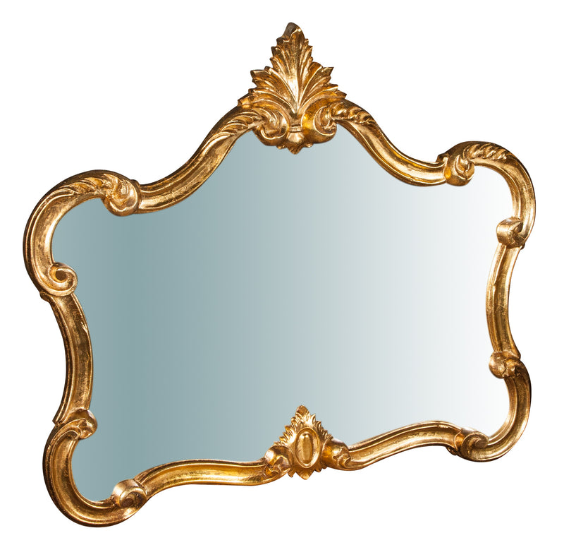 Biscottini Specchiera da parete in legno finitura foglia oro anticato L81xPR4xH69 cm Made in Italy