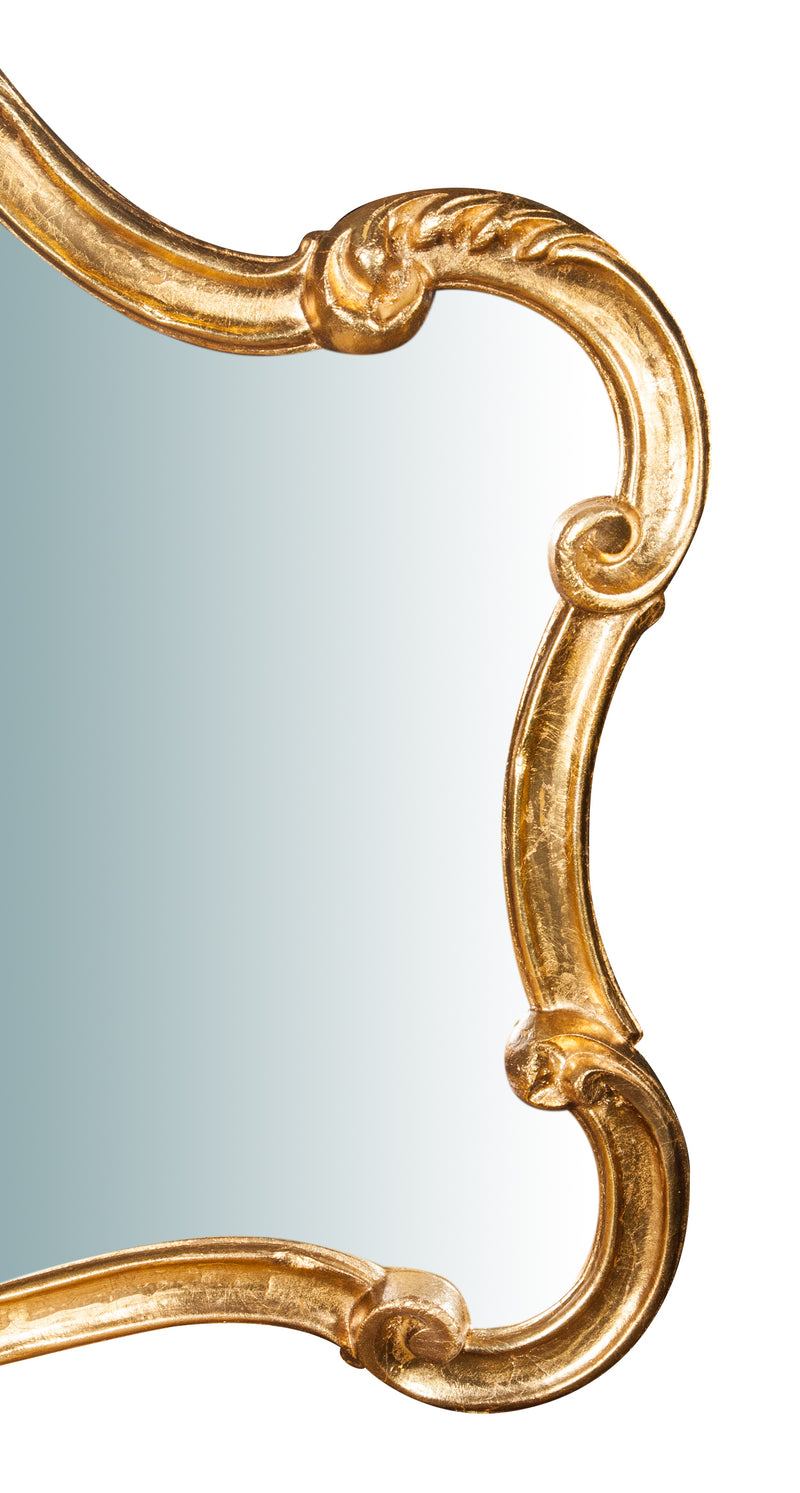 Biscottini Specchiera da parete in legno finitura foglia oro anticato L81xPR4xH69 cm Made in Italy