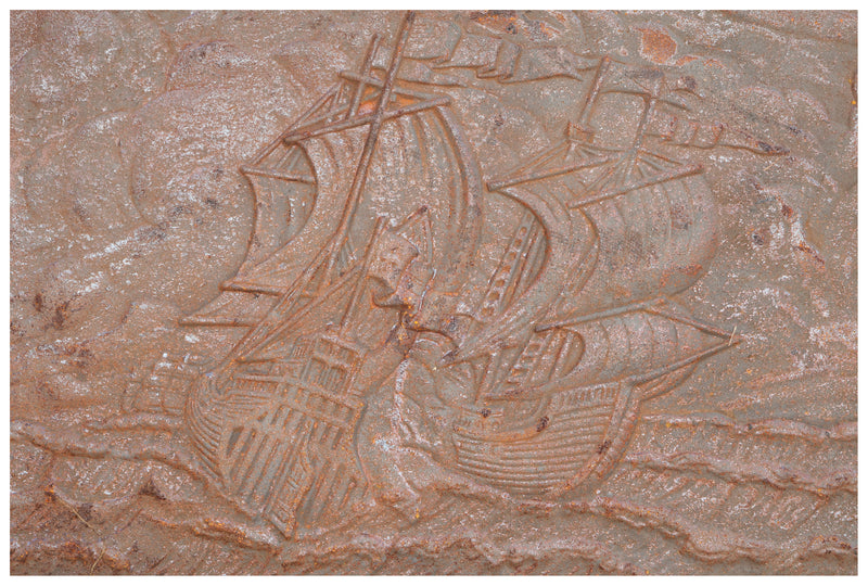 Biscottini Piastra da camino in fusione di ghisa L102xPR2,5xH75 cm ruggine al naturale