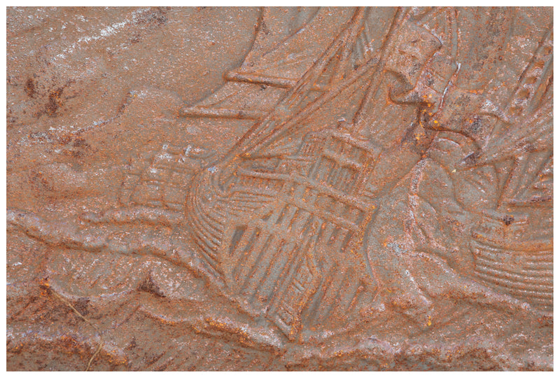 Biscottini Piastra da camino in fusione di ghisa L102xPR2,5xH75 cm ruggine al naturale