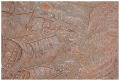 Biscottini Piastra da camino in fusione di ghisa L102xPR2,5xH75 cm ruggine al naturale