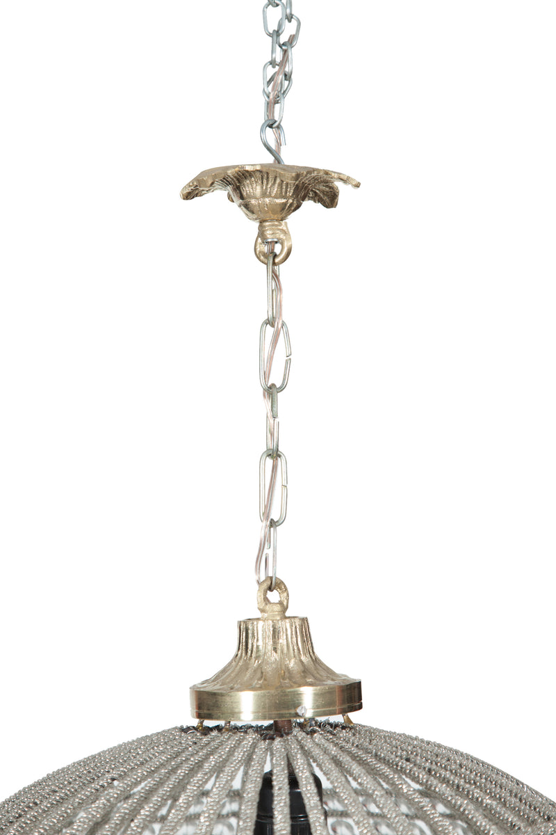 Biscottini Lampadario in fusione di ottone e gemme in cristallo Diam. 40XH40 cm struttura