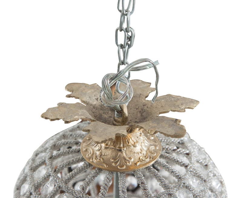 Biscottini Lampadario in fusione di ottone e gemme in cristallo Diam. 50XH100 cm struttura