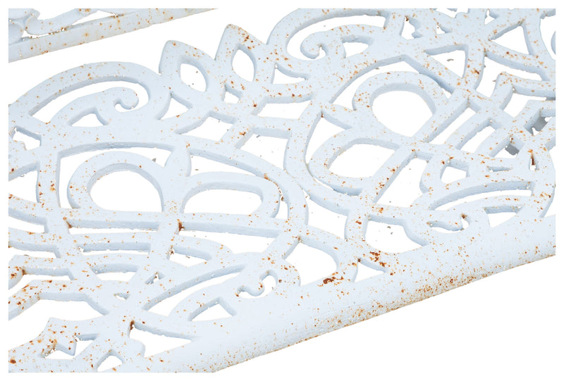 Biscottini Panchina Liberty in ghisa finitura bianca anticata 105x43x90 cm Robusta stabile