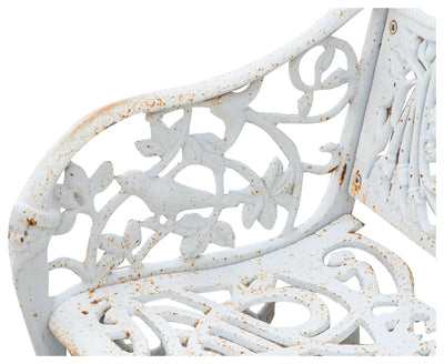 Biscottini Panchina Liberty in ghisa finitura bianca anticata 105x43x90 cm Robusta stabile