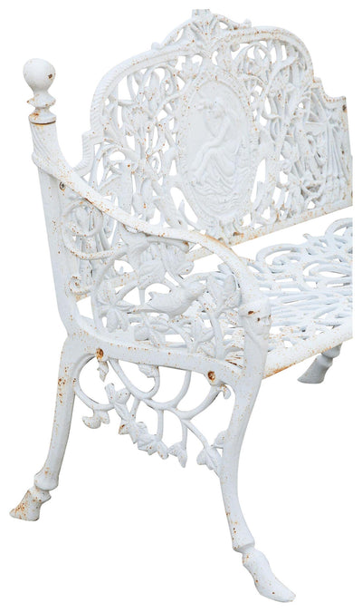 Biscottini Panchina Liberty in ghisa finitura bianca anticata 105x43x90 cm Robusta stabile