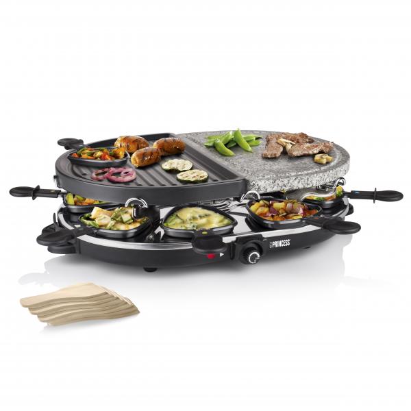 Princess Bistecchiera Raclette 8 Oval Griglia + Pietra 43x30cm 1200w