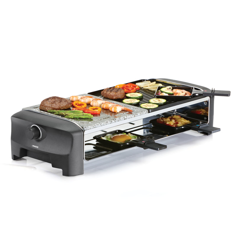 Princess Bistecchiera Raclette 8 Stone Griglia + Pietra 42x42cm 1400w