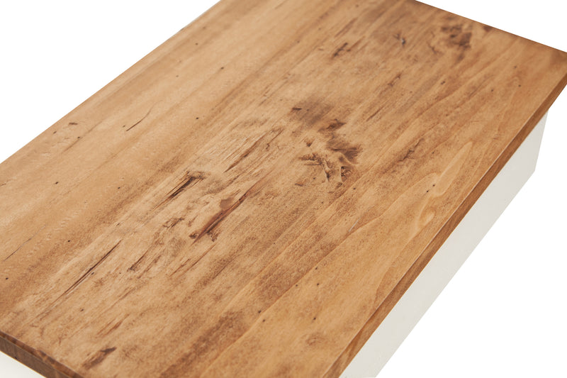 Biscottini Piccola libreria Country in legno massello di tiglio struttura bianca anticata piano finitura naturale