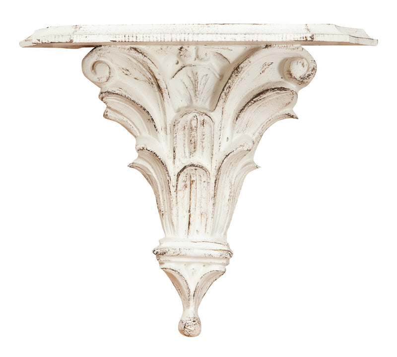 Biscottini Mensola a muro in legno finitura bianco anticato L30XPR15XH27 cm Made in Italy.