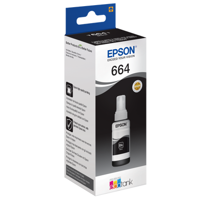 Cartuccia originale ad inchiostro Epson T6641 - Flacone di inchiostro originale per stampanti Epson Ecotank - Nero