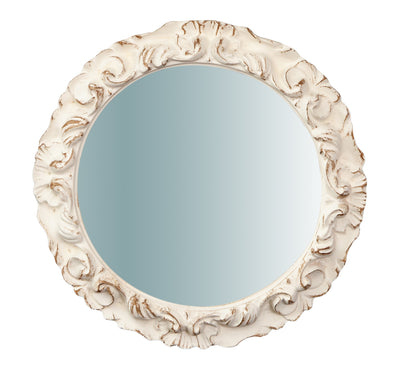 Biscottini Specchiera da parete in legno finitura bianco anticato L40XPR3XH40 cm Made in Italy