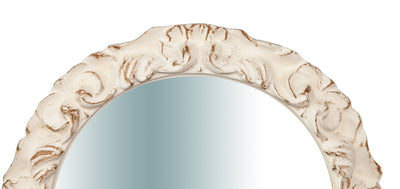 Biscottini Specchiera da parete in legno finitura bianco anticato L40XPR3XH40 cm Made in Italy