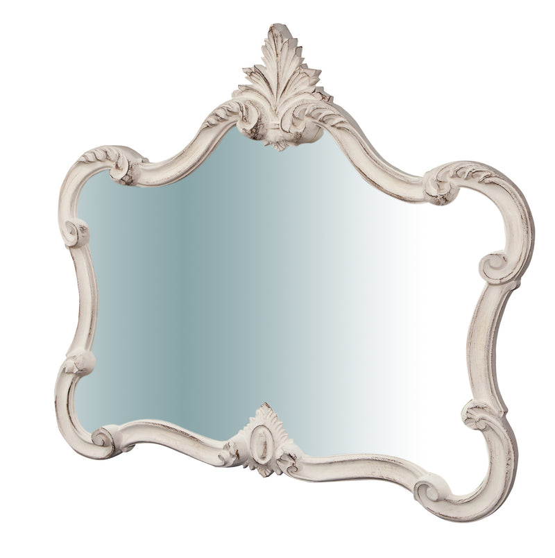 Biscottini Specchiera da parete in legno finitura bianco anticato L81XPR4XH69 cm Made in Italy