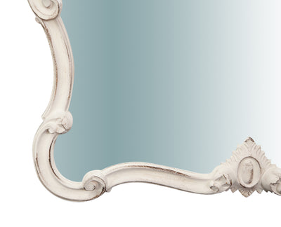 Biscottini Specchiera da parete in legno finitura bianco anticato L81XPR4XH69 cm Made in Italy