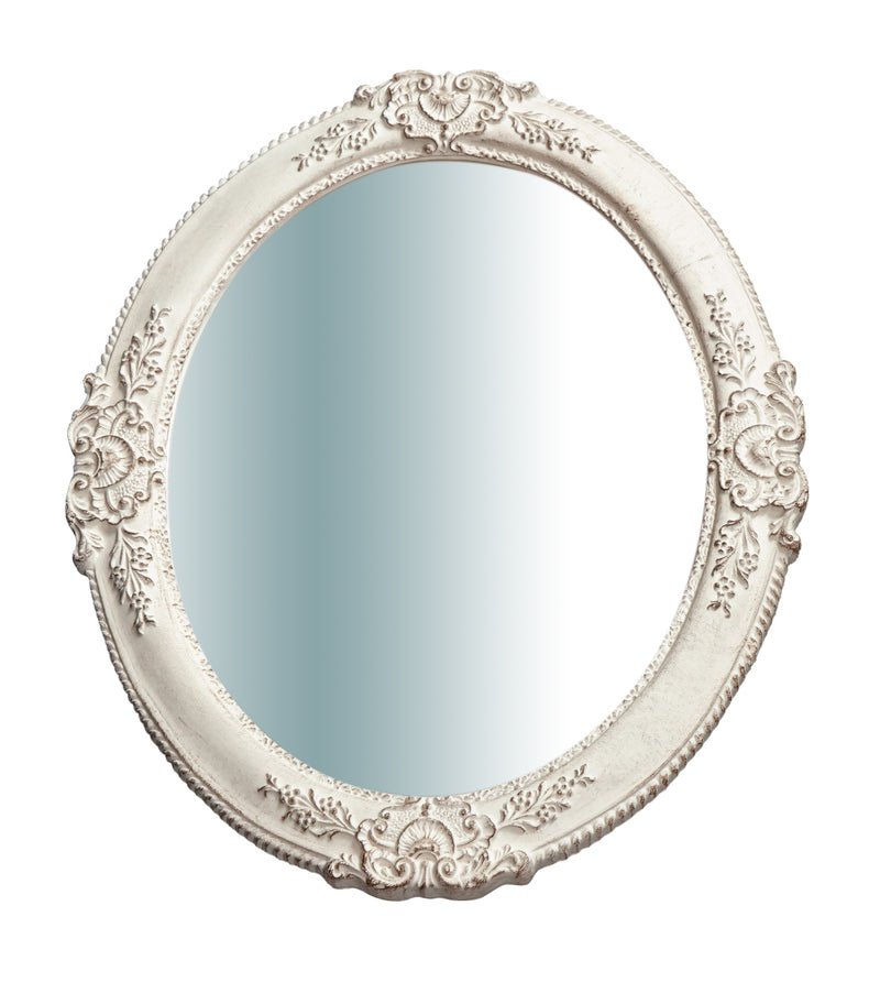 Biscottini Specchiera da parete verticale/orizzontale in legno finitura bianco anticato L51XPR3XH41 cm Made in Italy