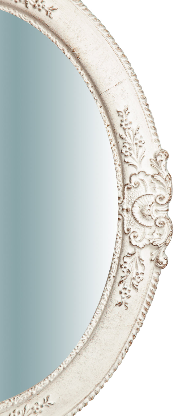 Biscottini Specchiera da parete verticale/orizzontale in legno finitura bianco anticato L51XPR3XH41 cm Made in Italy