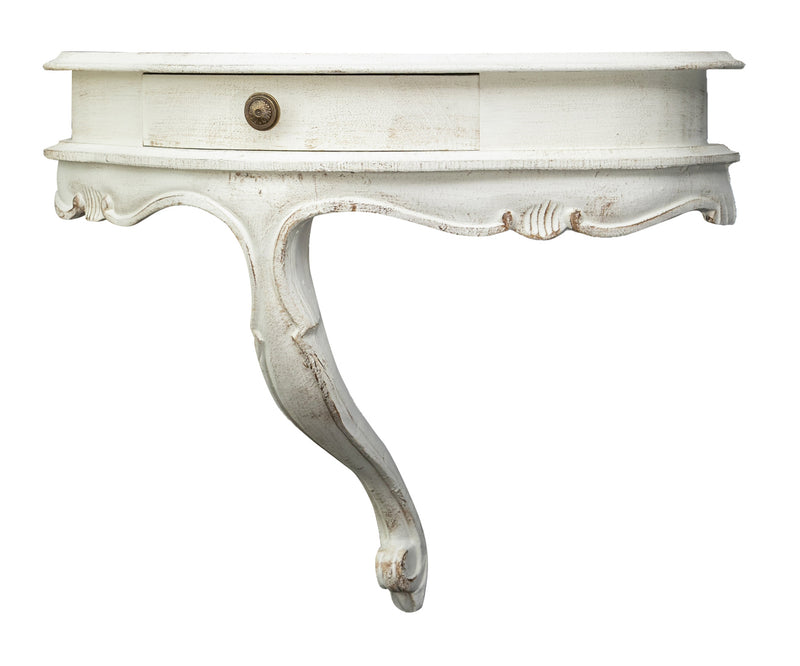 Biscottini Mensola a muro in legno finitura bianco anticato L50xPR24xH40 cm Made in Italy