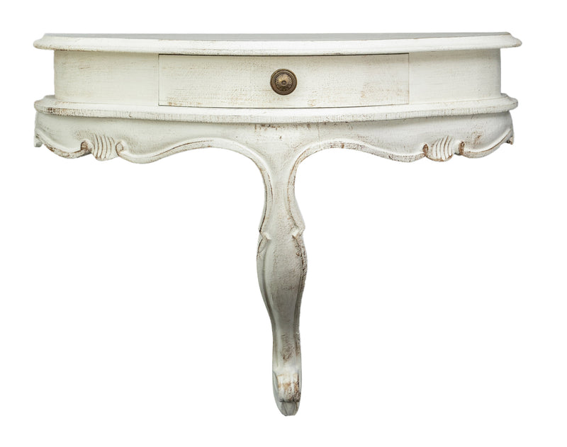 Biscottini Mensola a muro in legno finitura bianco anticato L50xPR24xH40 cm Made in Italy