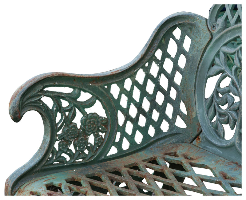 Biscottini Panchina Liberty in ghisa finitura verde anticata L110xPR55xH90 cm Robusta