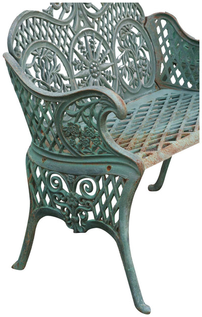 Biscottini Panchina Liberty in ghisa finitura verde anticata L110xPR55xH90 cm Robusta