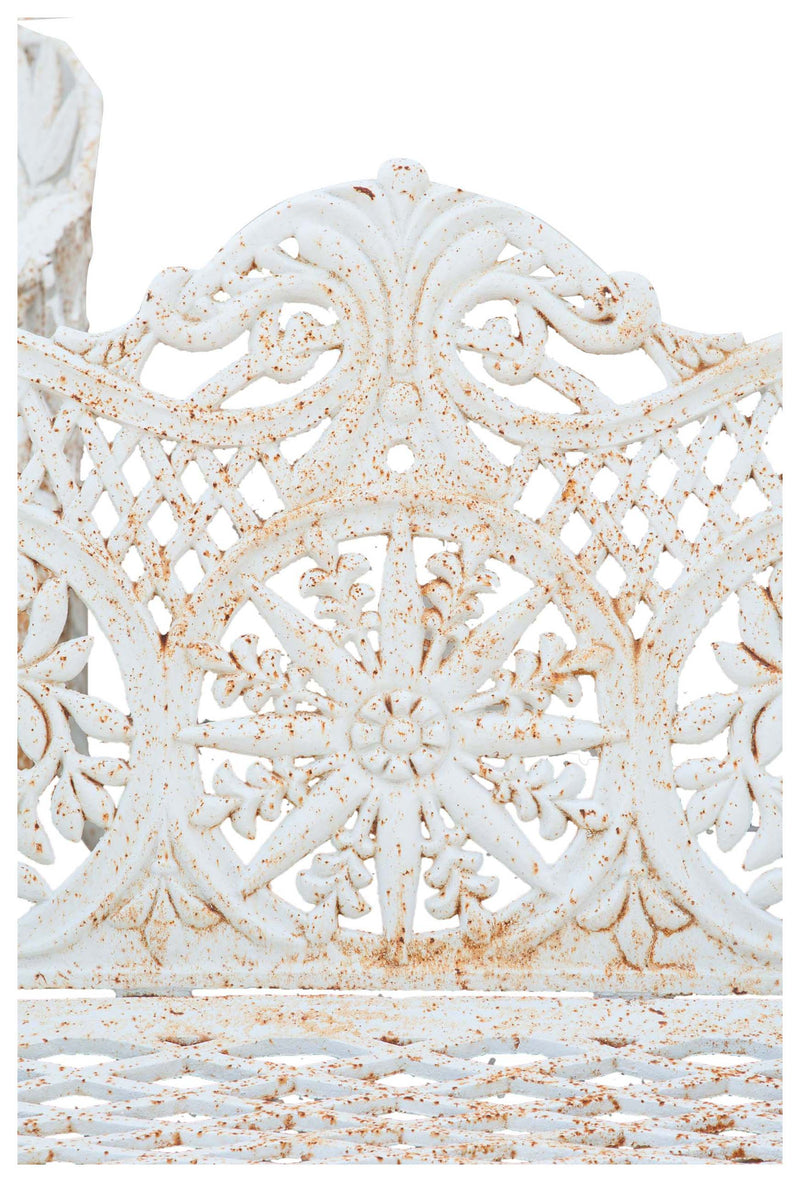 Biscottini Panchina Liberty da giardino in ghisa finitura bianca anticata L110xPR55xH90 cm
