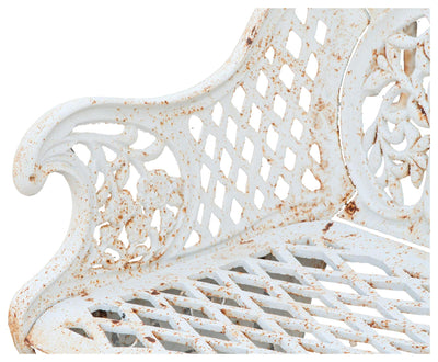 Biscottini Panchina Liberty da giardino in ghisa finitura bianca anticata L110xPR55xH90 cm