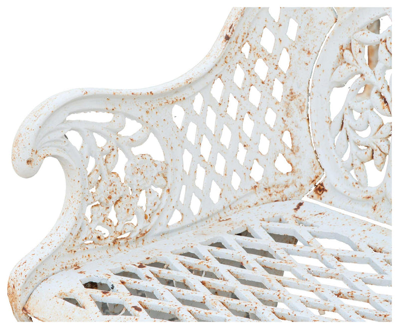 Biscottini Panchina Liberty da giardino in ghisa finitura bianca anticata L110xPR55xH90 cm