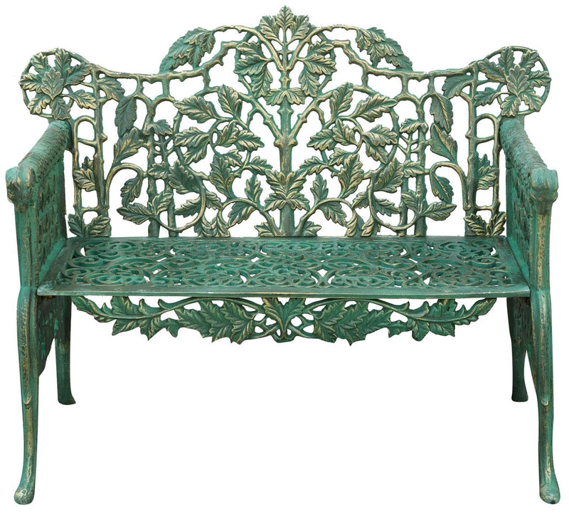 Biscottini Panchina Liberty in ghisa finitura verde anticata L110xPR56xH86 cm Robusta