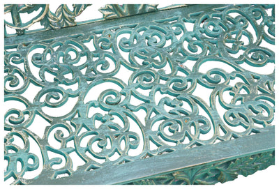 Biscottini Panchina Liberty in ghisa finitura verde anticata L110xPR56xH86 cm Robusta