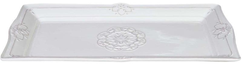 Biscottini Vassoio rettangolare in porcellana bianca Shabby L40,5xPR21,5xH3,2 cm