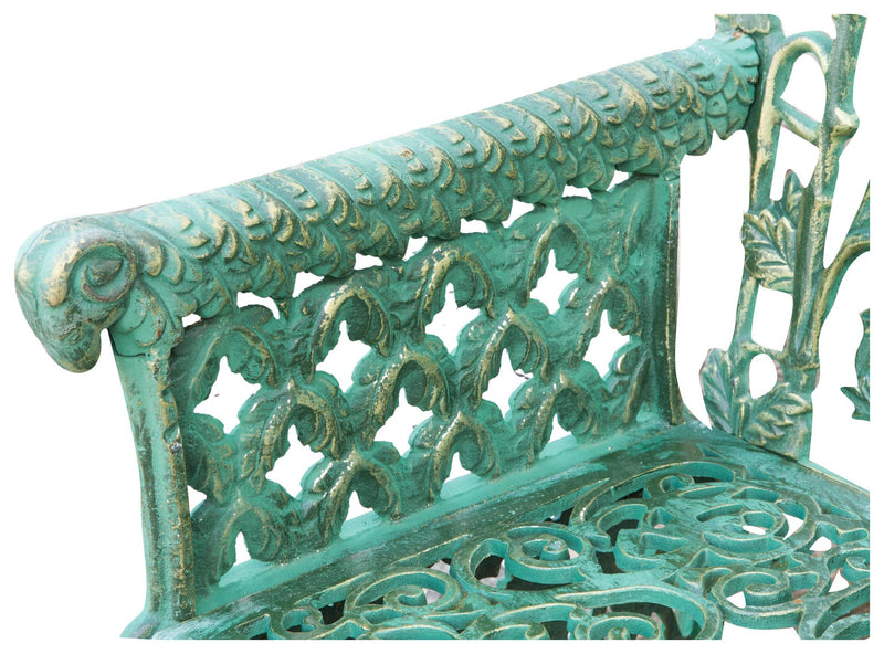 Biscottini Panchina Liberty in ghisa finitura verde anticata L110xPR56xH86 cm Robusta
