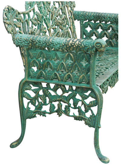 Biscottini Panchina Liberty in ghisa finitura verde anticata L110xPR56xH86 cm Robusta