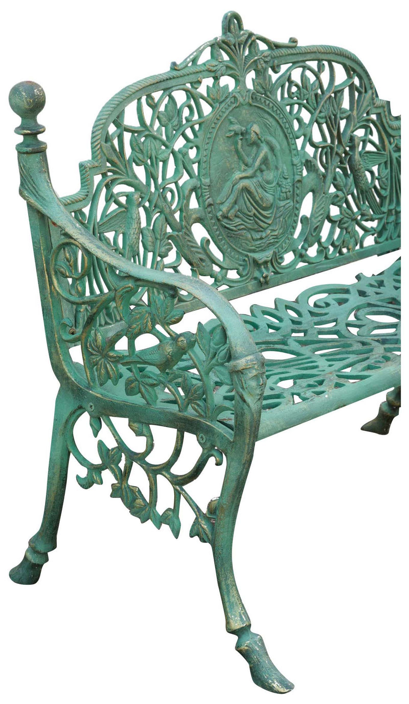 Biscottini Panchina Liberty in ghisa finitura verde anticata L105xPR43xH90 cm Robusta