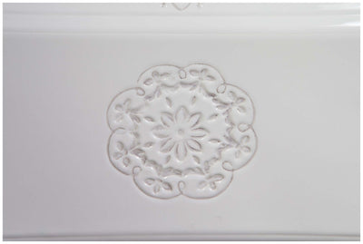 Biscottini Vassoio rettangolare in porcellana bianca Shabby L40,5xPR21,5xH3,2 cm
