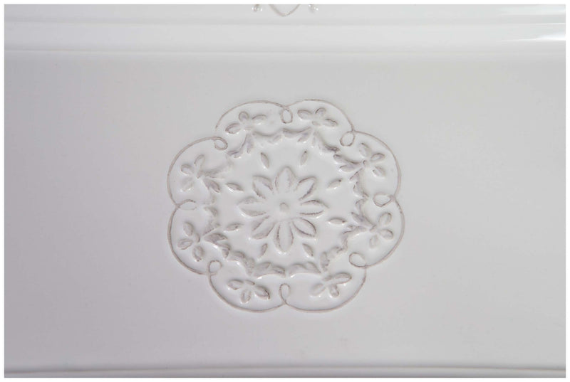 Biscottini Vassoio rettangolare in porcellana bianca Shabby L40,5xPR21,5xH3,2 cm