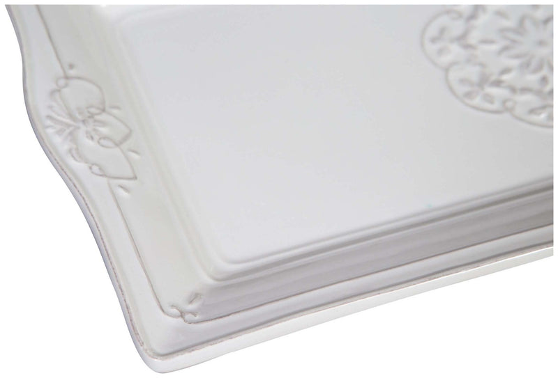 Biscottini Vassoio rettangolare in porcellana bianca Shabby L40,5xPR21,5xH3,2 cm