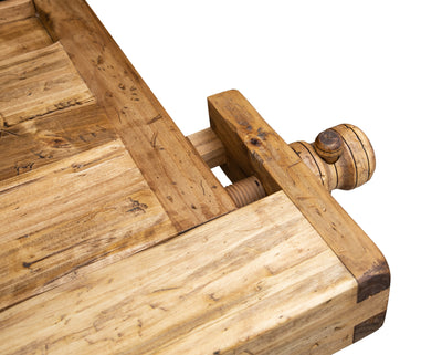 Biscottini Banco da lavoro Country in legno massello di tiglio finitura naturale L194xPR84xH90 cm. Made in Italy